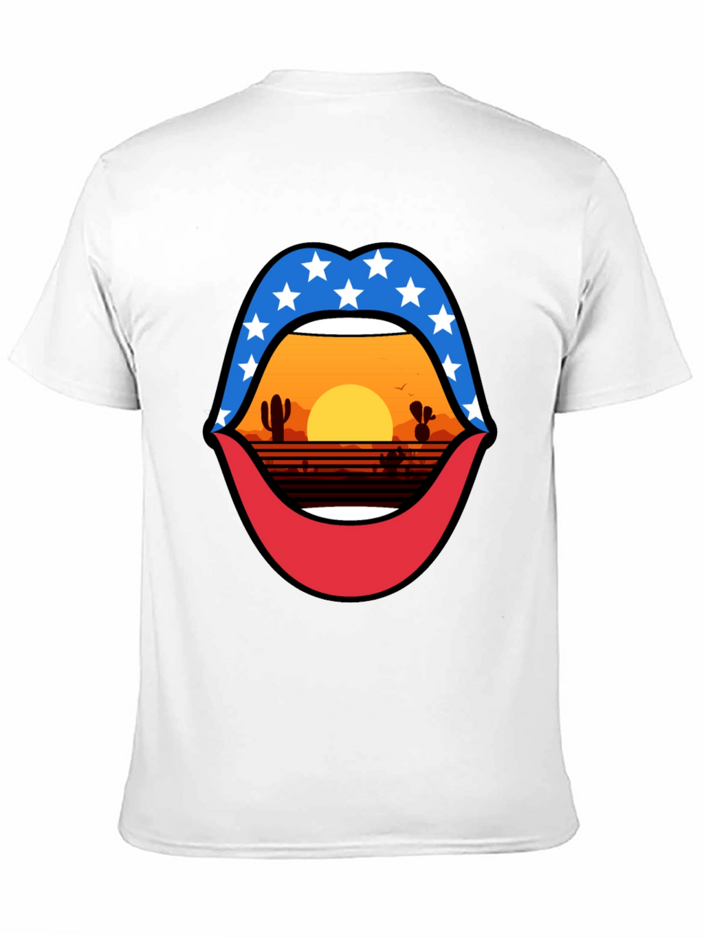 Patriotic Desert Sunset Lips Graphic Tee