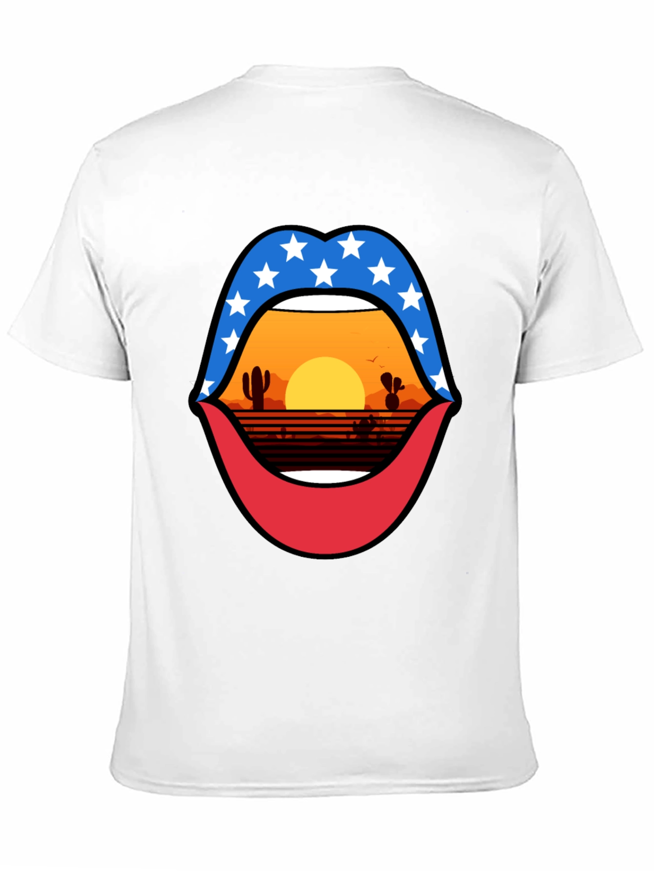 Patriotic Desert Sunset Lips Graphic Tee