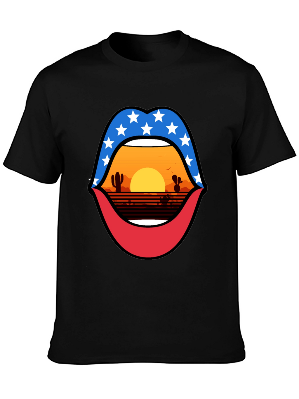 Patriotic Desert Sunset Lips Graphic Tee