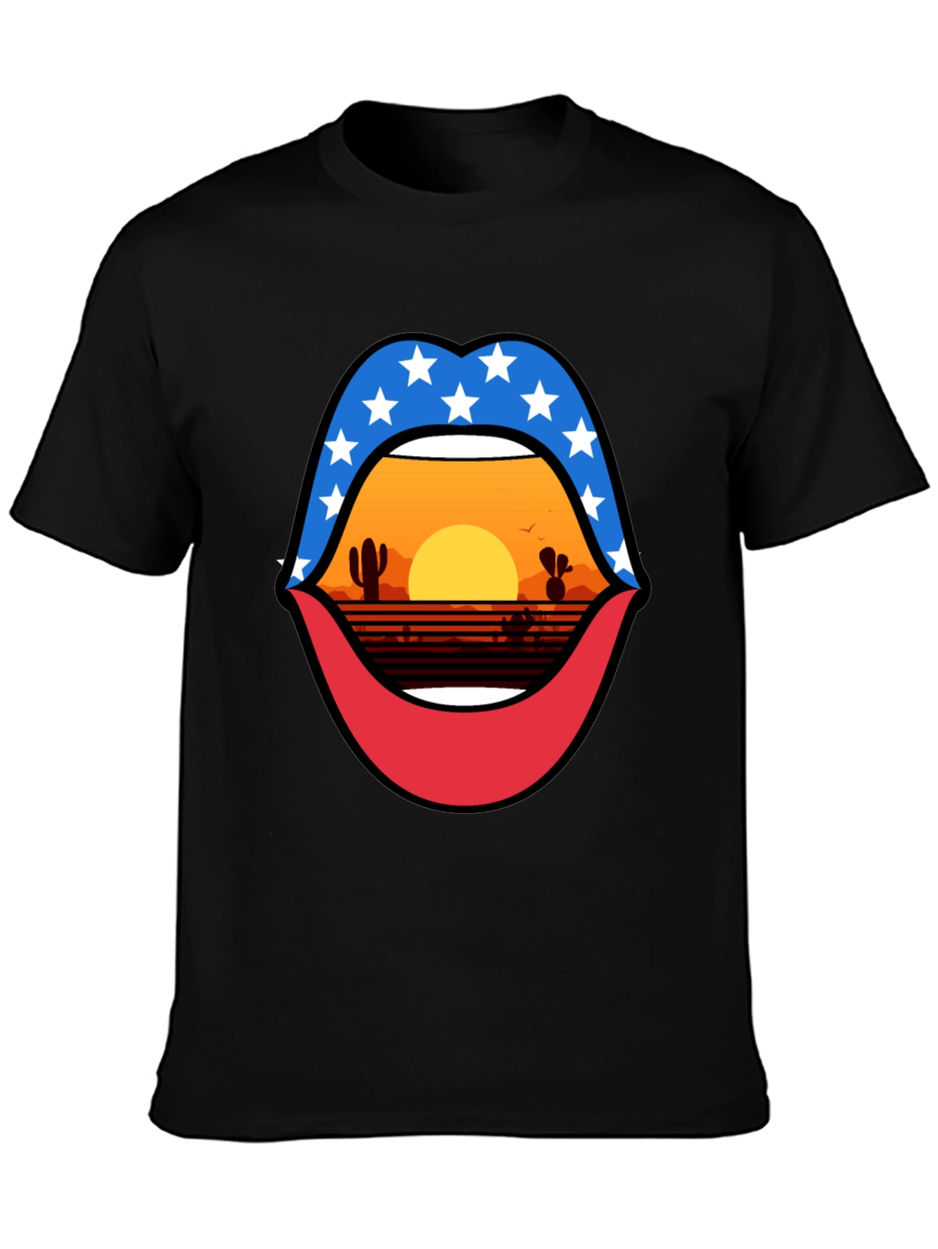 Patriotic Desert Sunset Lips Graphic Tee
