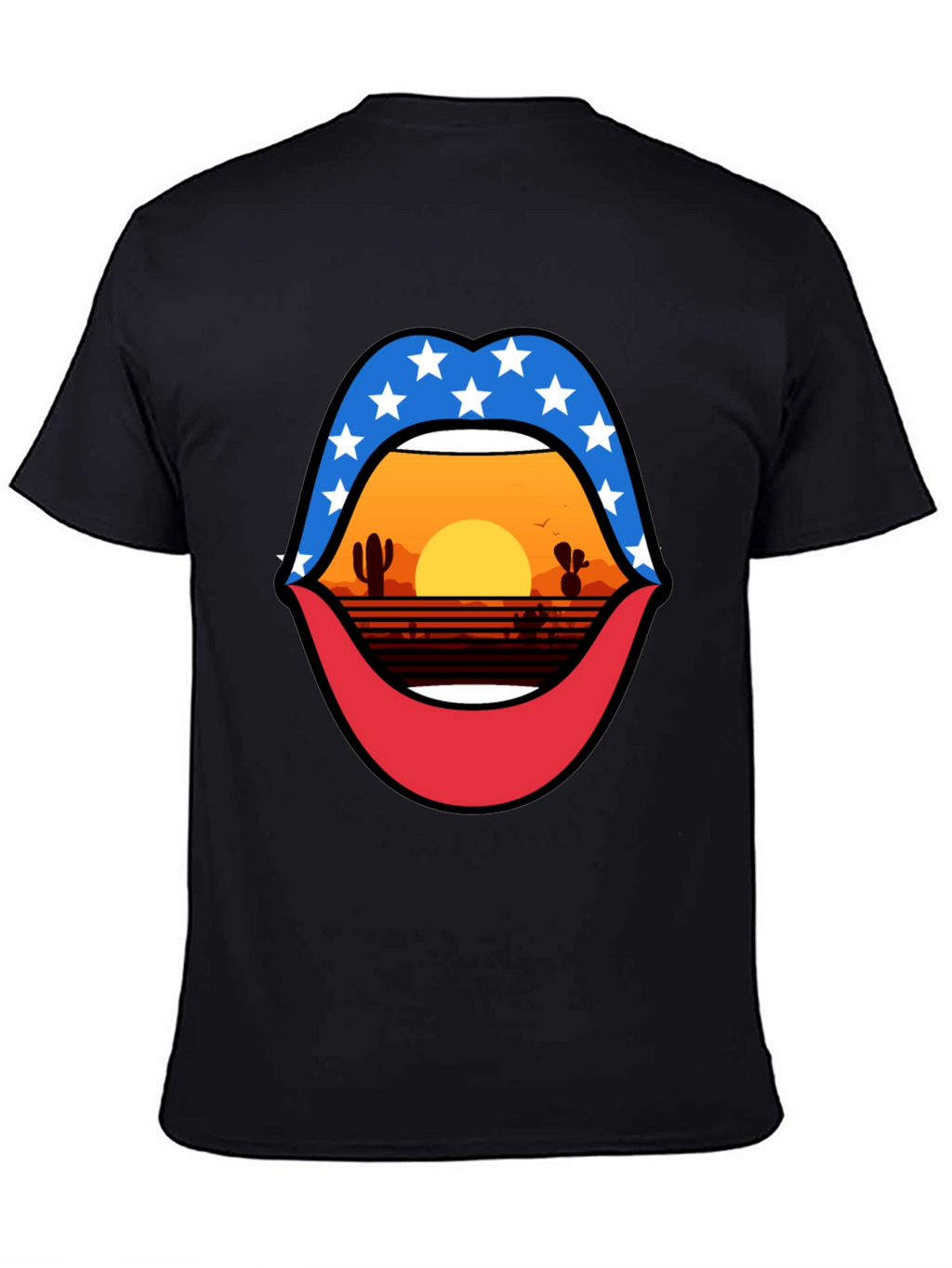 Patriotic Desert Sunset Lips Graphic Tee
