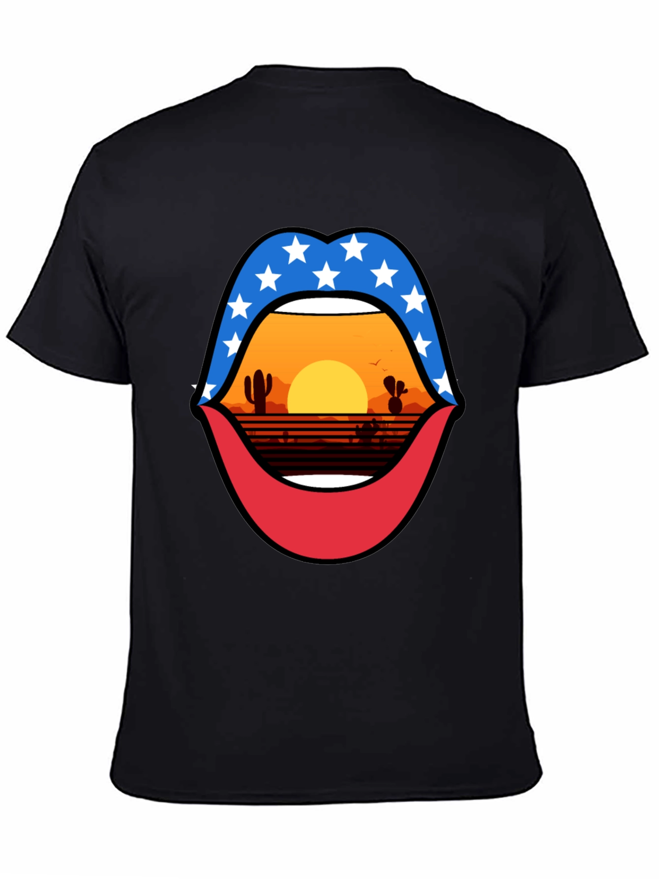 Patriotic Desert Sunset Lips Graphic Tee