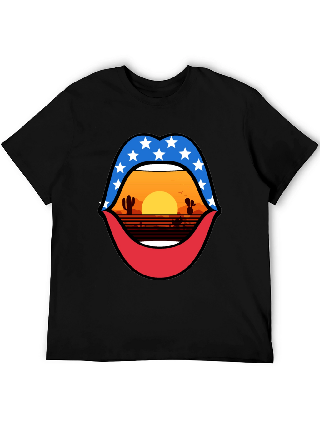 Patriotic Desert Sunset Lips Graphic Tee