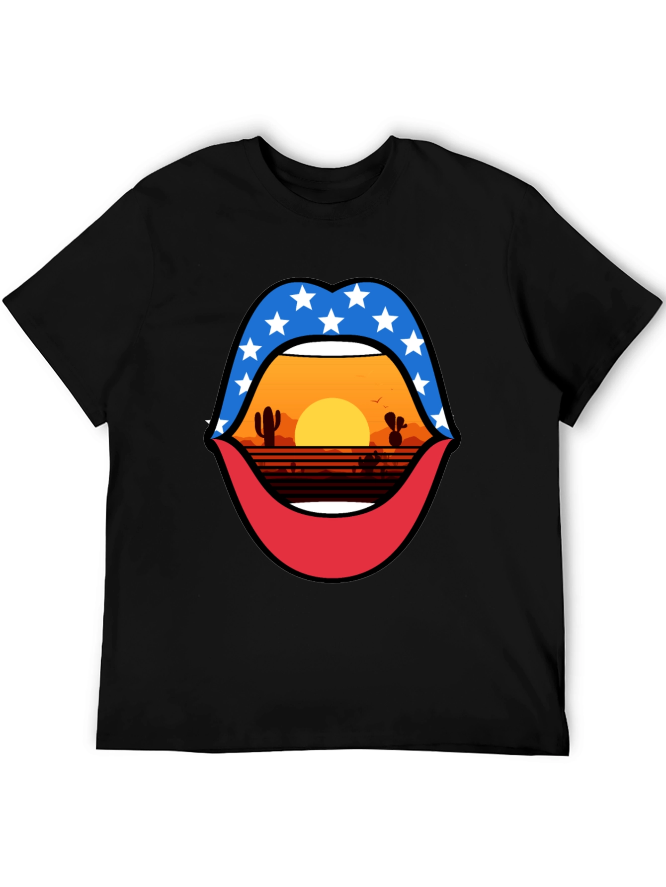 Patriotic Desert Sunset Lips Graphic Tee