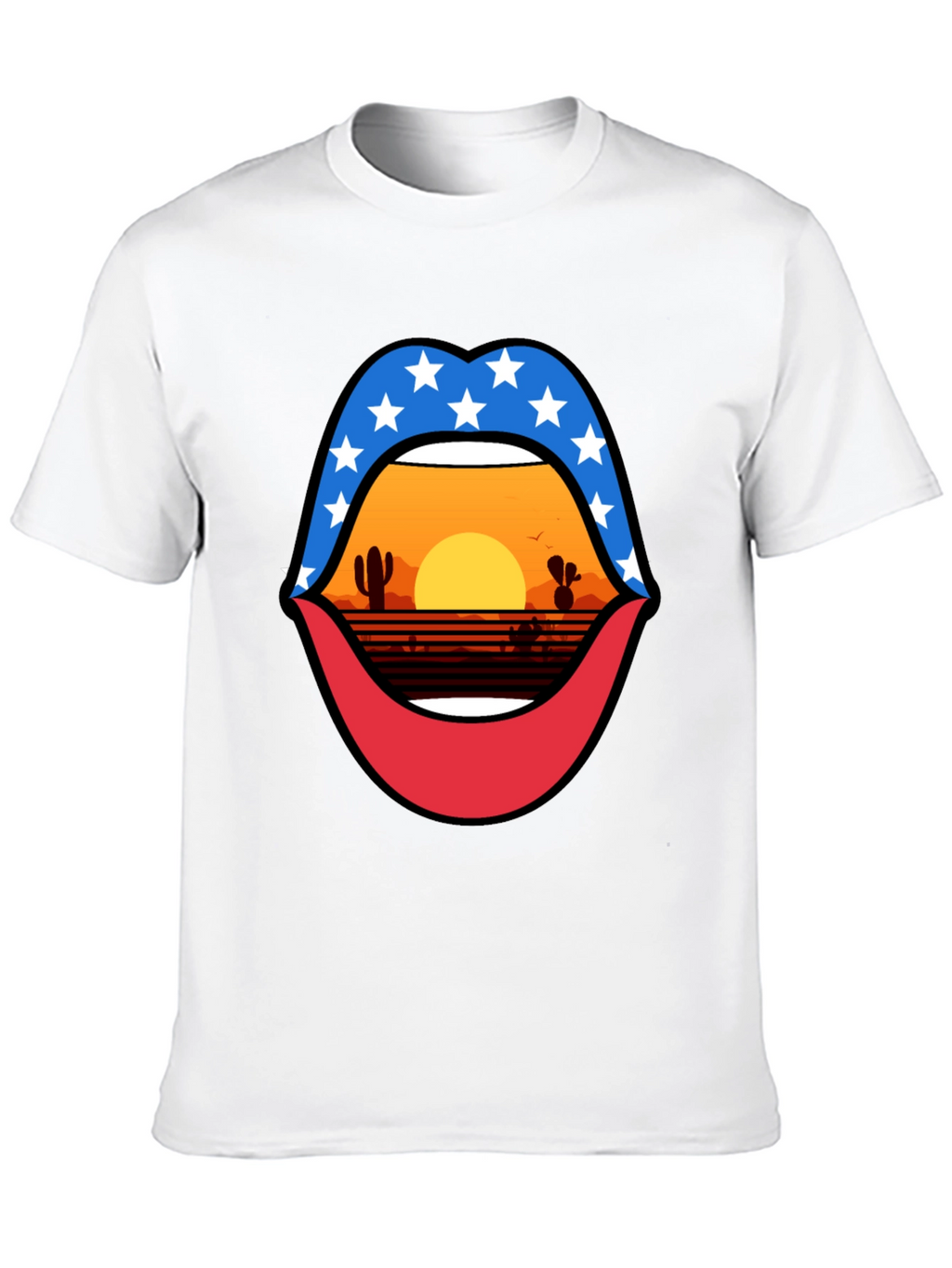 Patriotic Desert Sunset Lips Graphic Tee