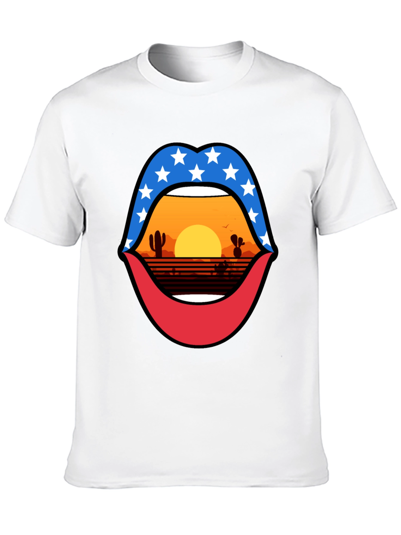 Patriotic Desert Sunset Lips Graphic Tee