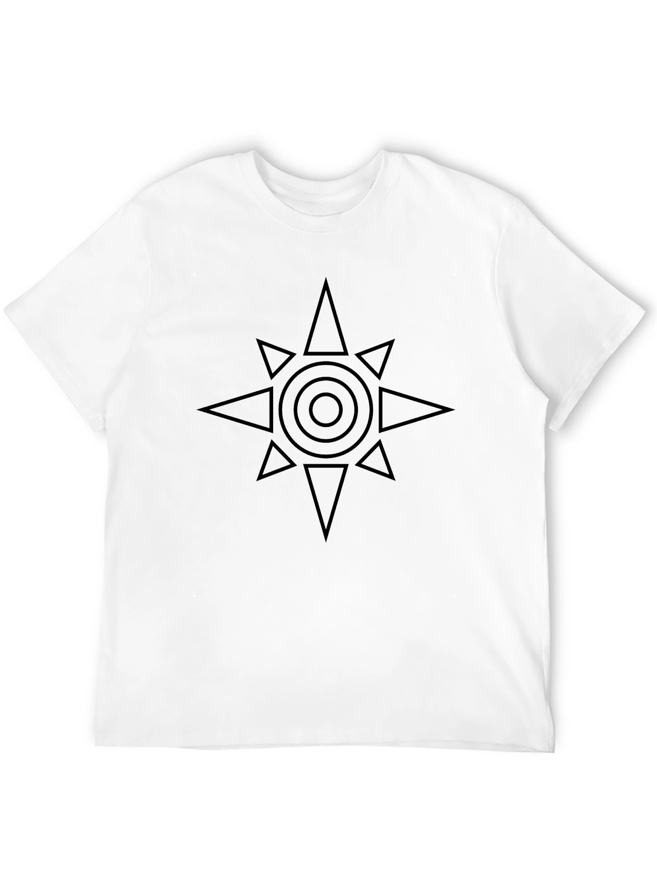 Black T-Shirt with Geometric Star Design
