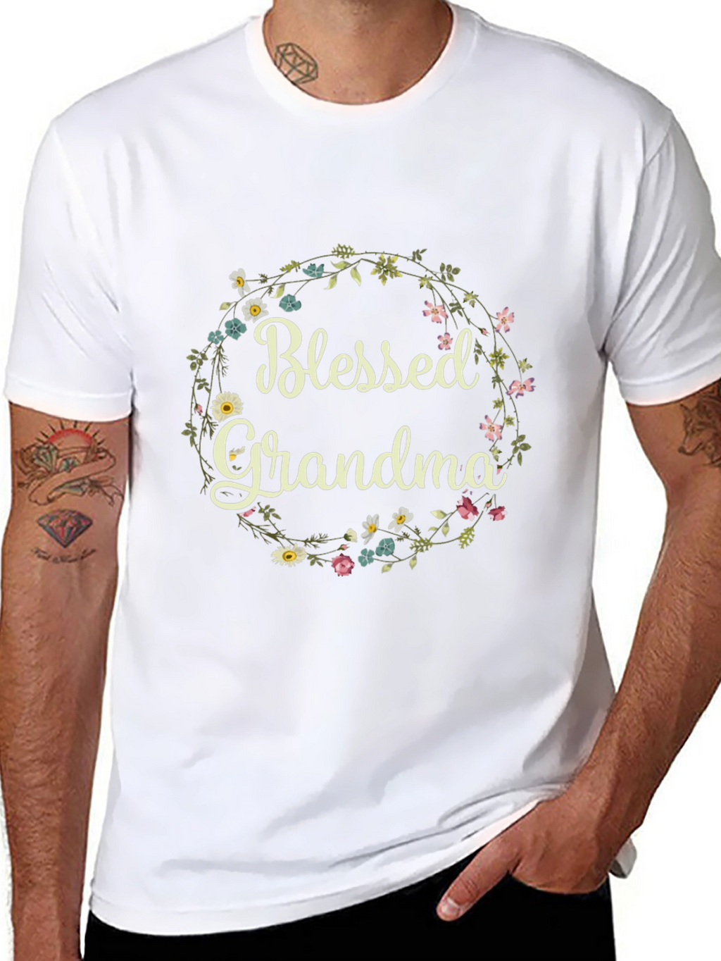 Blessed Grandma Floral Wreath T-Shirt