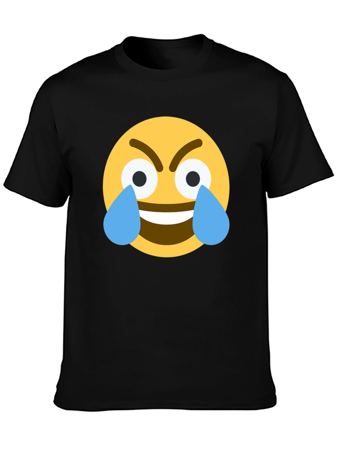Angry Crying Emoji Black T-Shirt