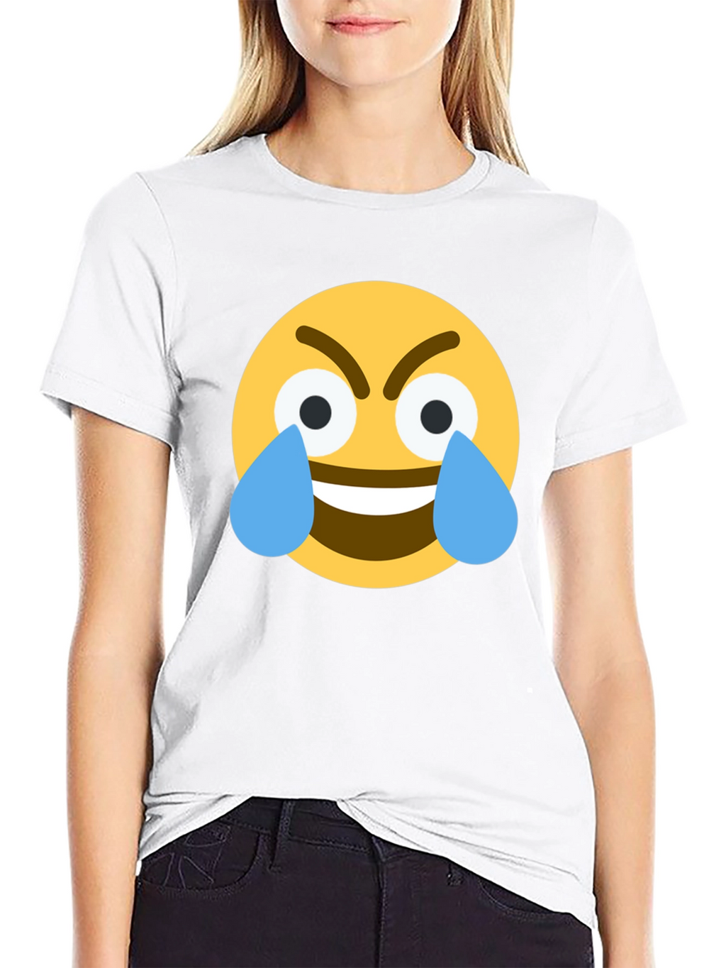 Angry Crying Emoji Black T-Shirt