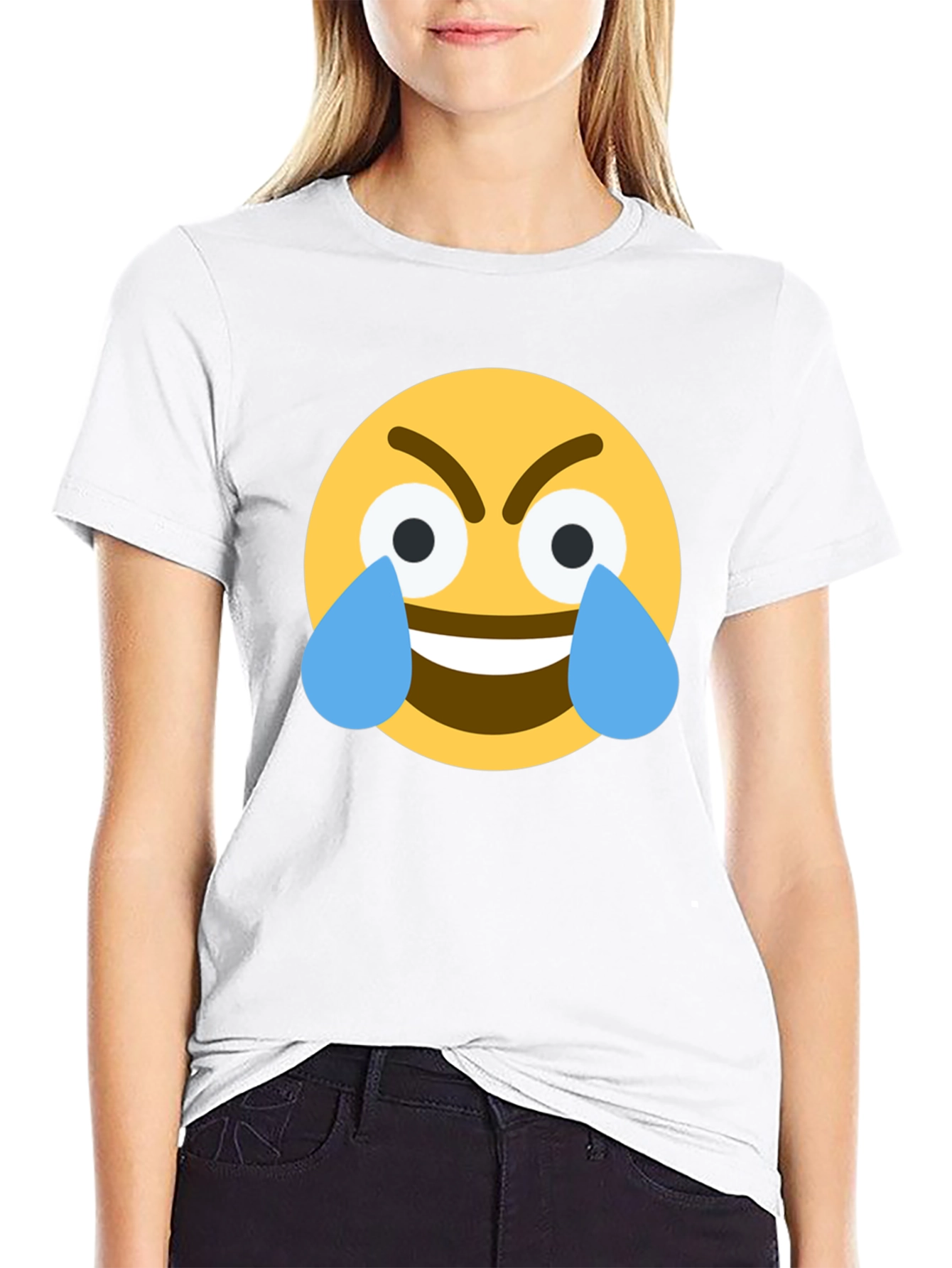 Angry Crying Emoji Black T-Shirt
