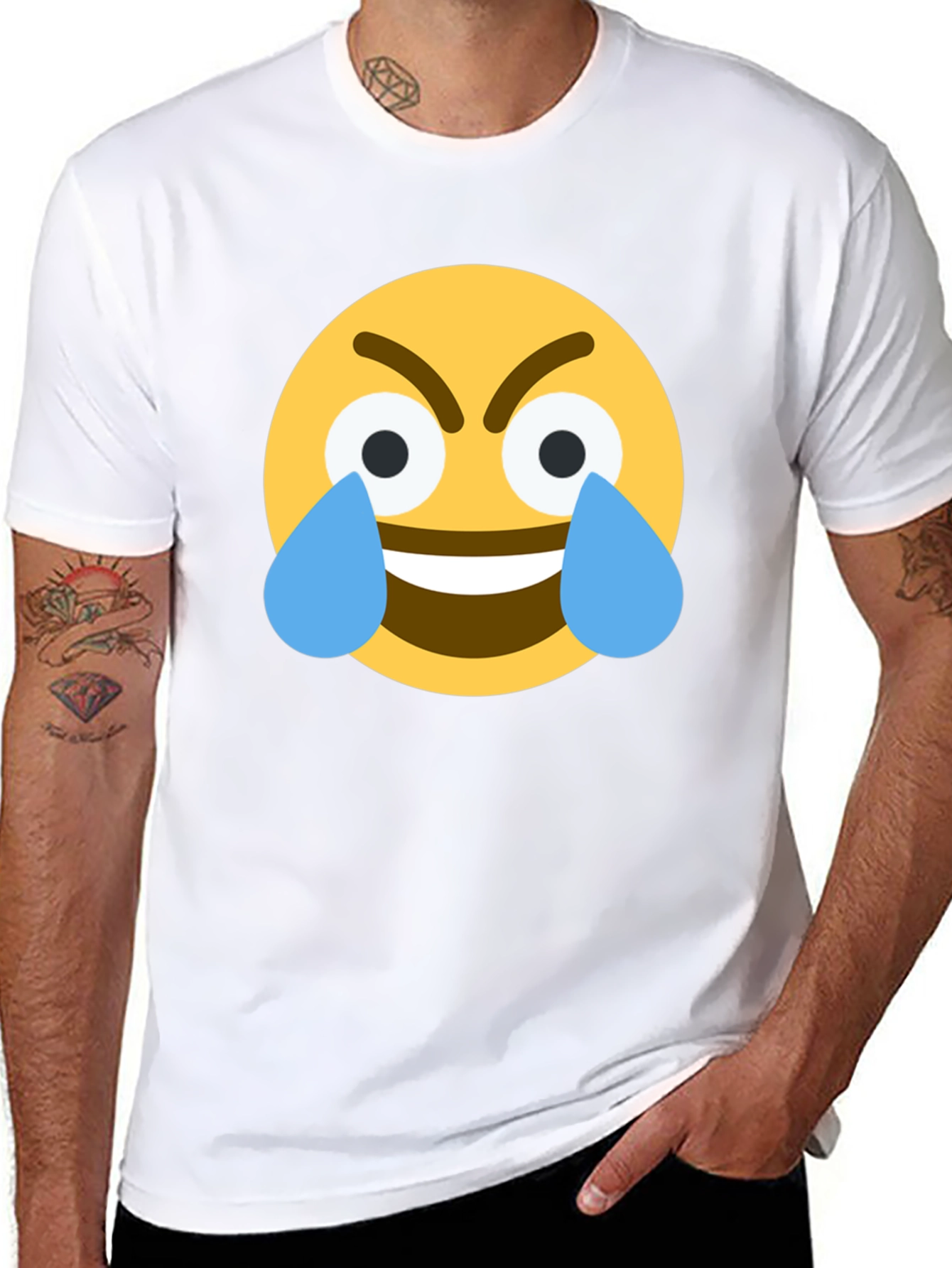 Angry Crying Emoji Black T-Shirt