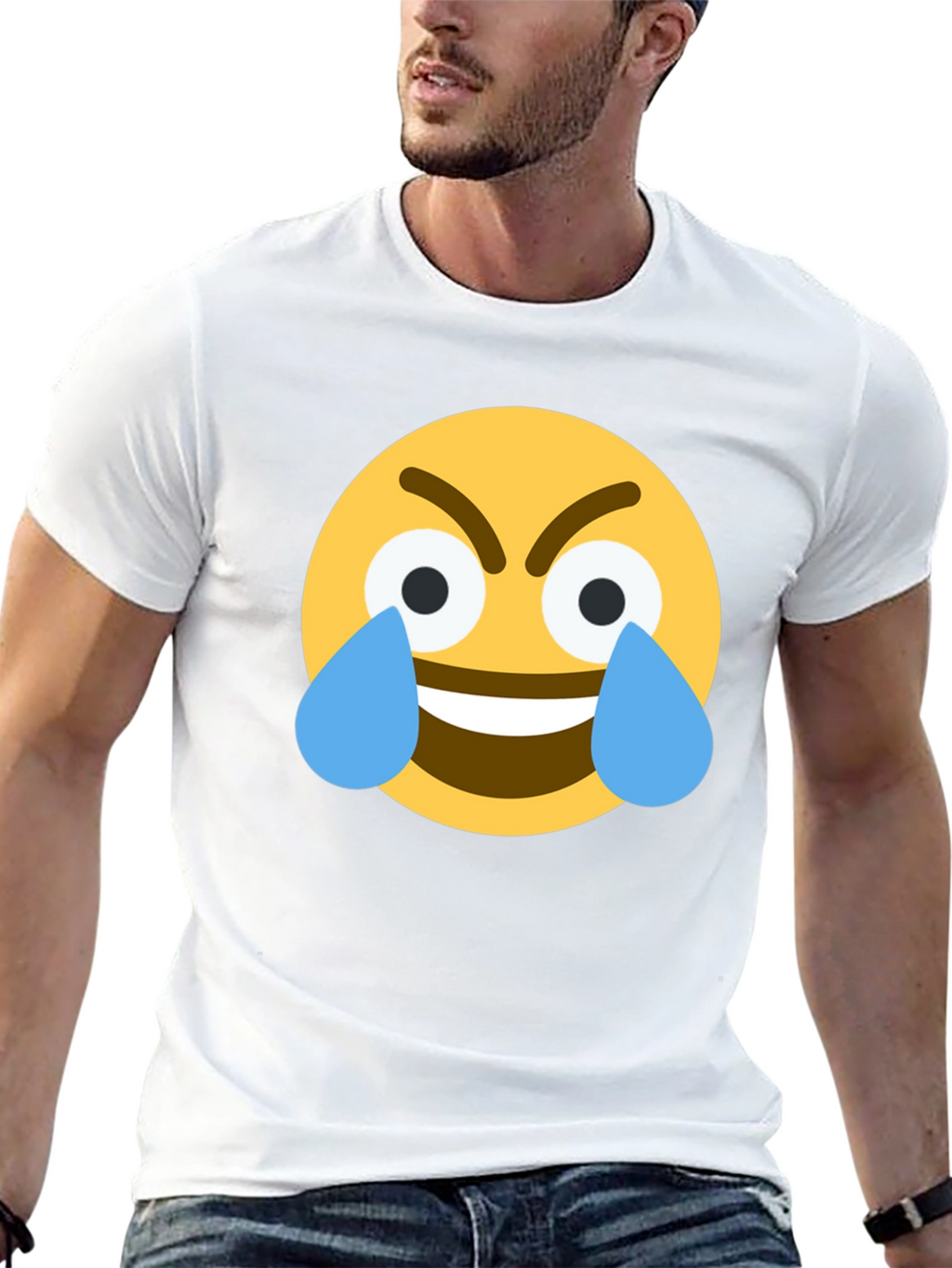 Angry Crying Emoji Black T-Shirt