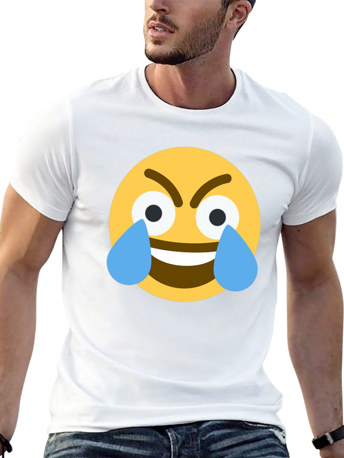 Angry Crying Emoji Black T-Shirt