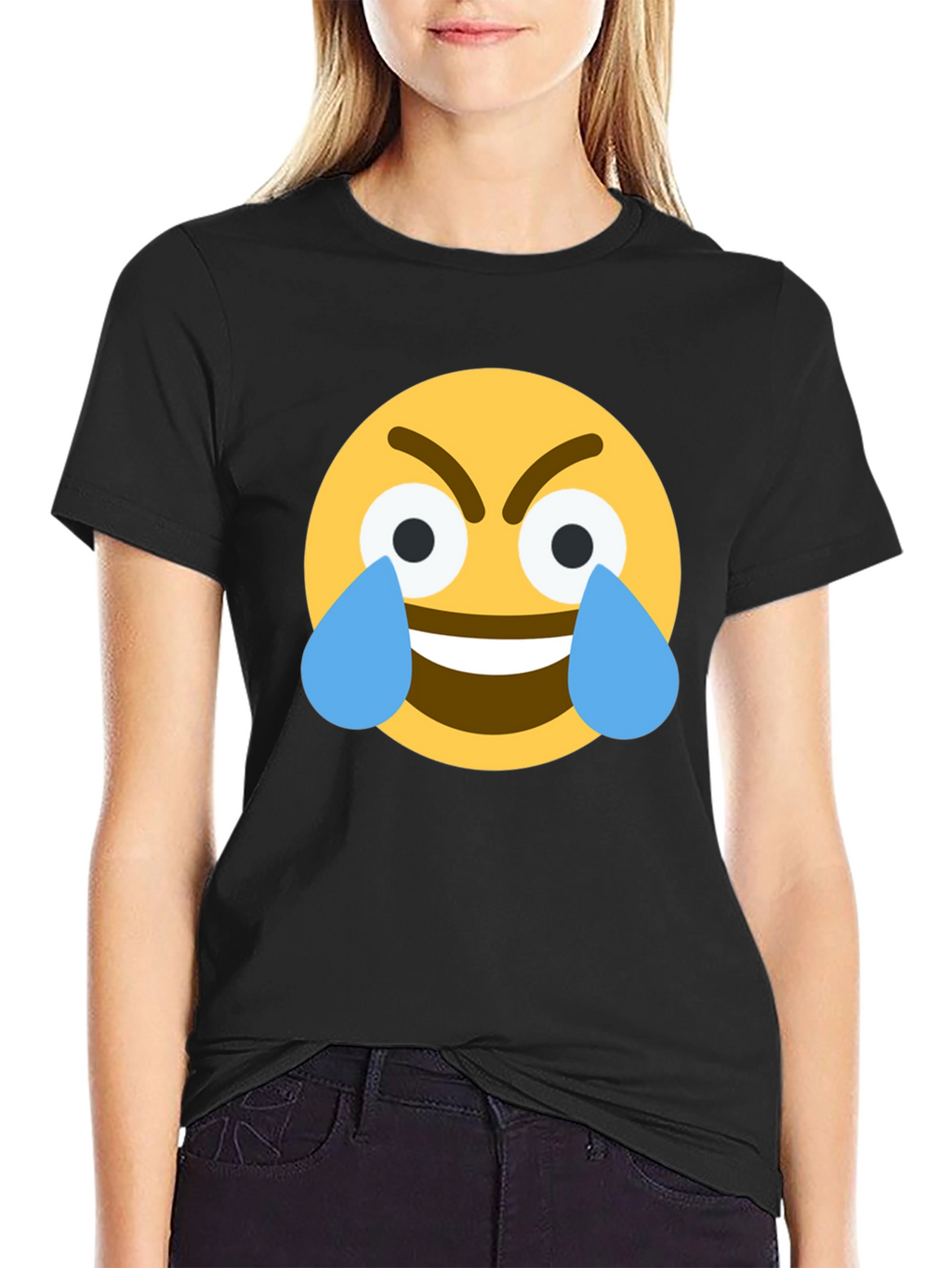 Angry Crying Emoji Black T-Shirt
