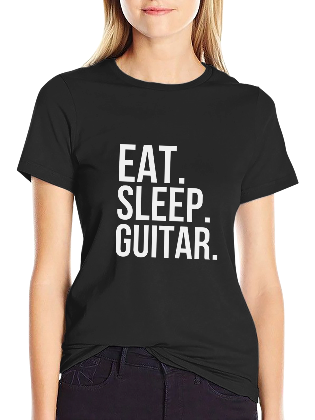 Eat Sleep Guitar Black T-Shirt - Musician Tee