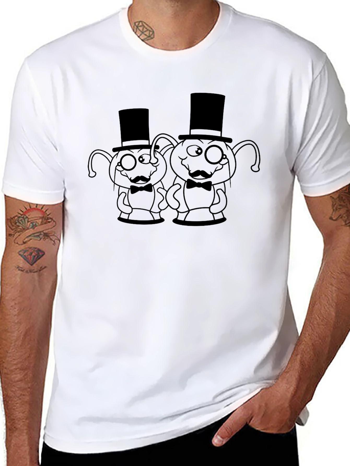 Dapper Alien Duo Graphic Tee - Black Cotton T-Shirt