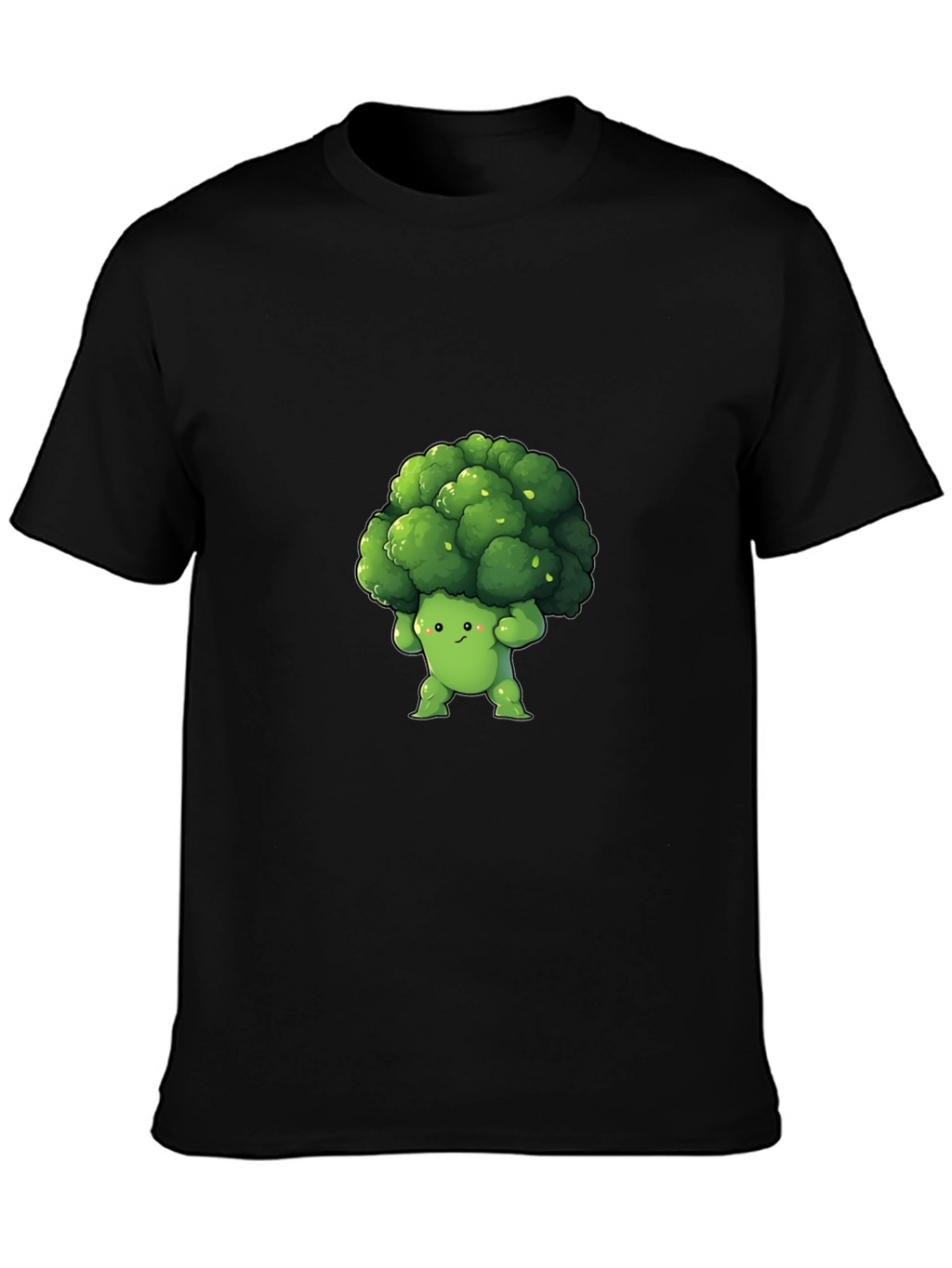 Broccoli Cartoon Graphic Tee - Black