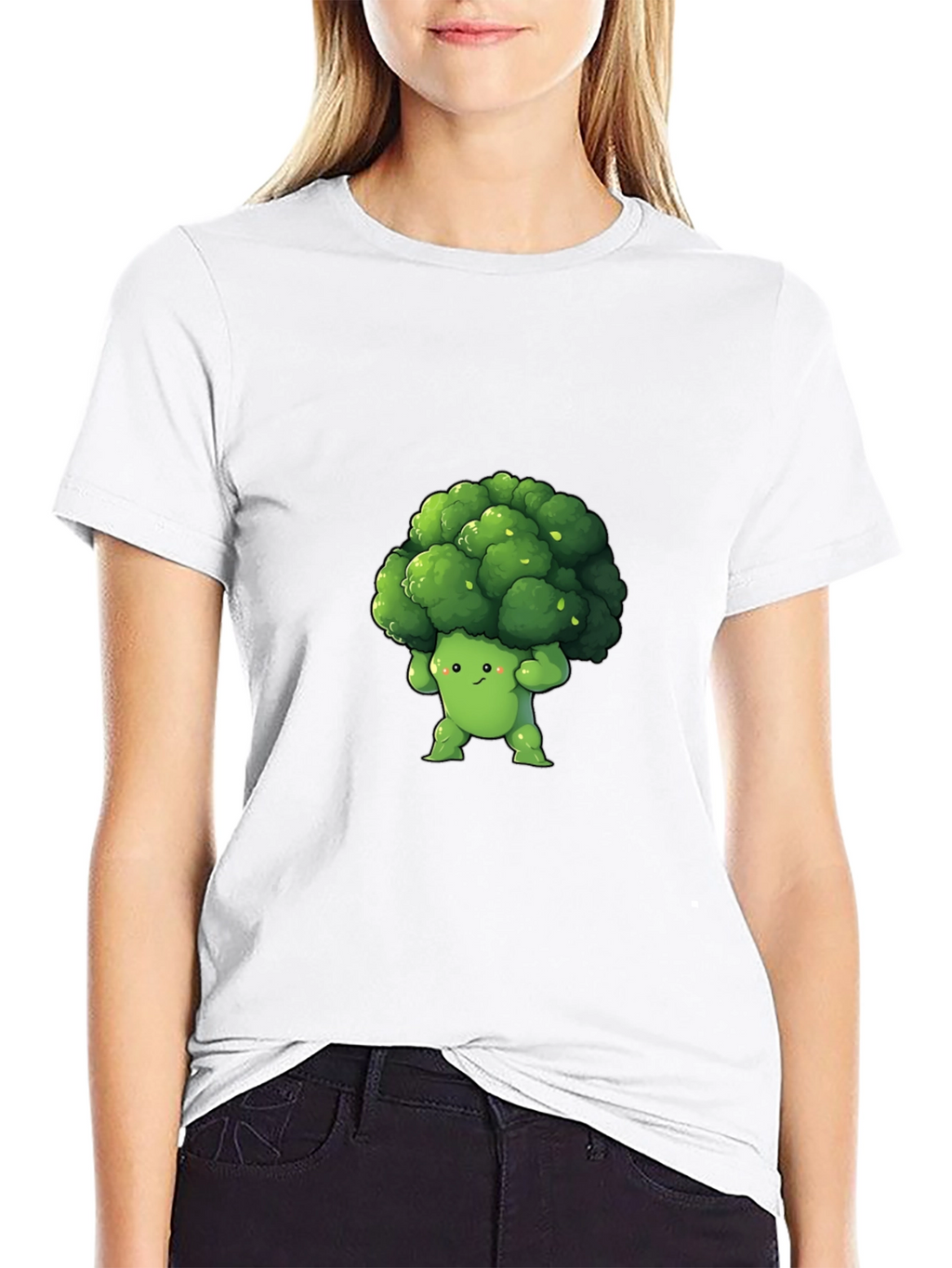 Broccoli Cartoon Graphic Tee - Black