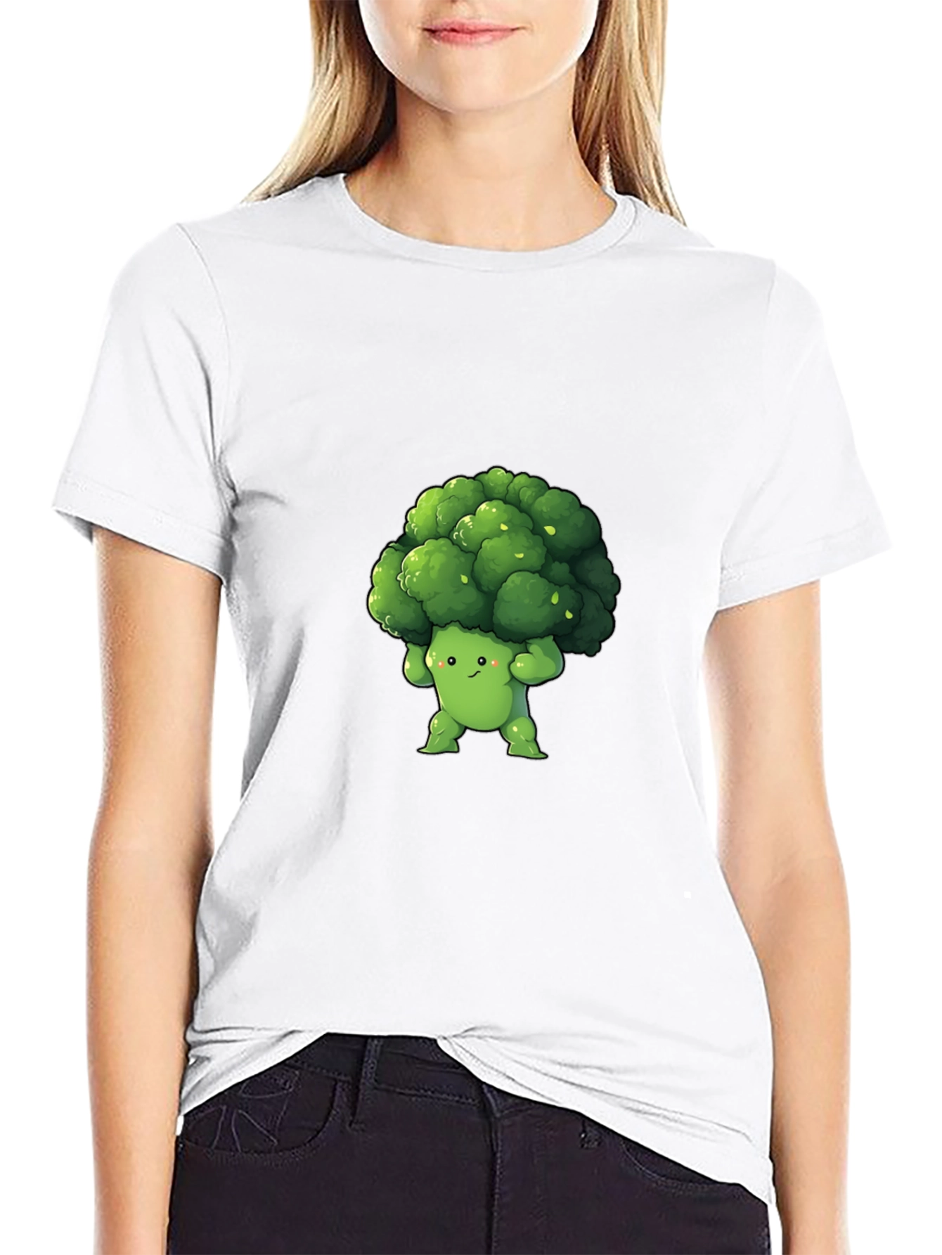 Broccoli Cartoon Graphic Tee - Black