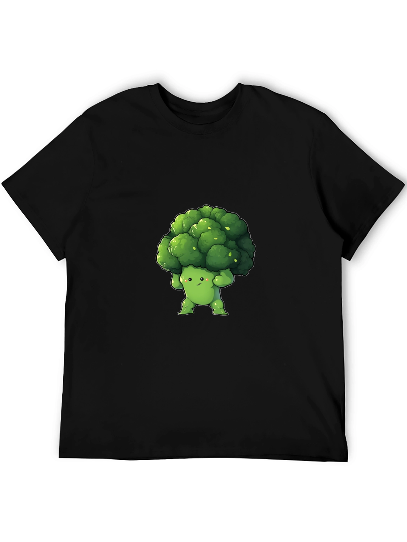 Broccoli Cartoon Graphic Tee - Black