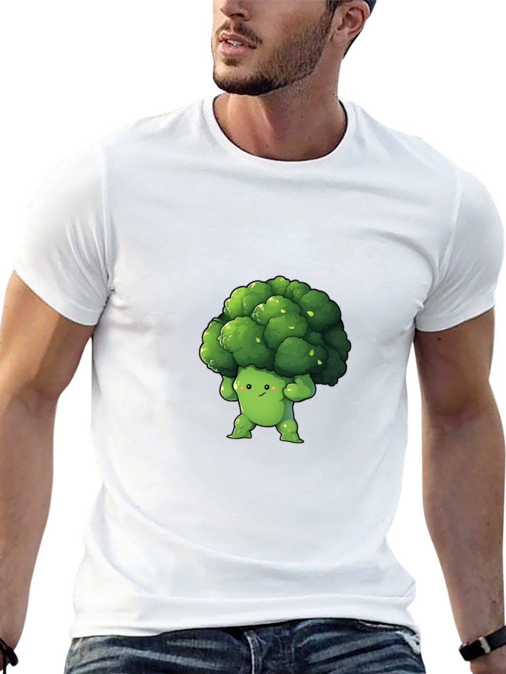 Broccoli Cartoon Graphic Tee - Black