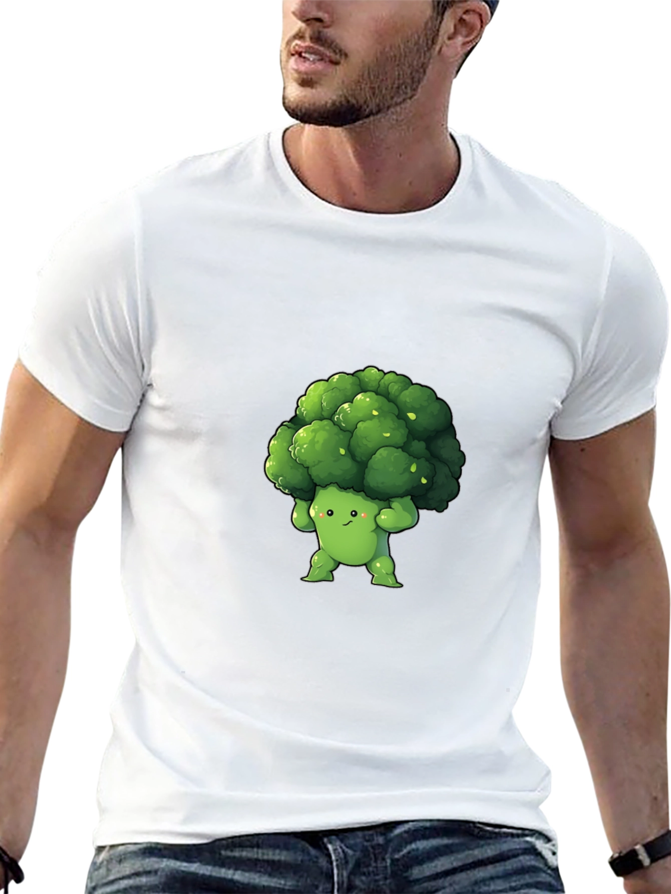 Broccoli Cartoon Graphic Tee - Black