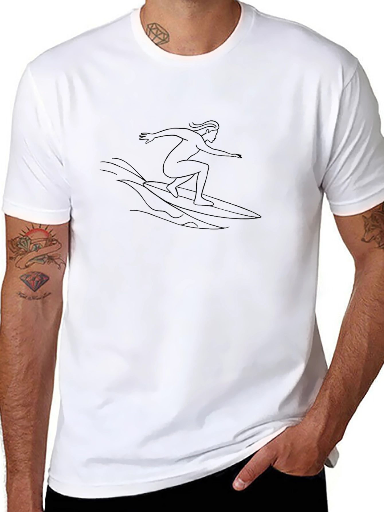 Black Surf T-Shirt - Surfer Graphic Tee