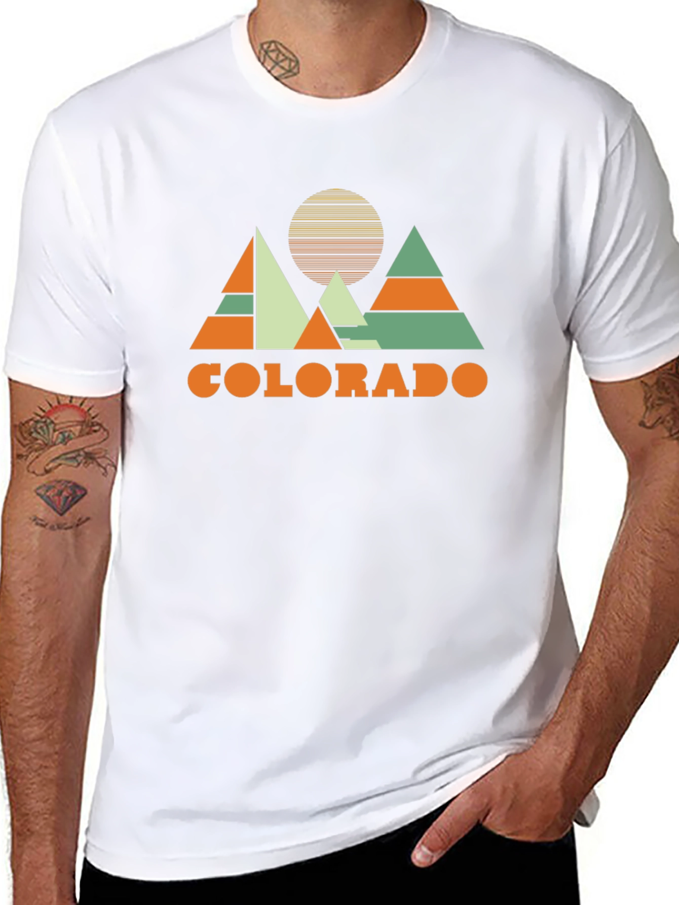 Colorado Mountain Graphic T-Shirt Retro Design Black Cotton Tee