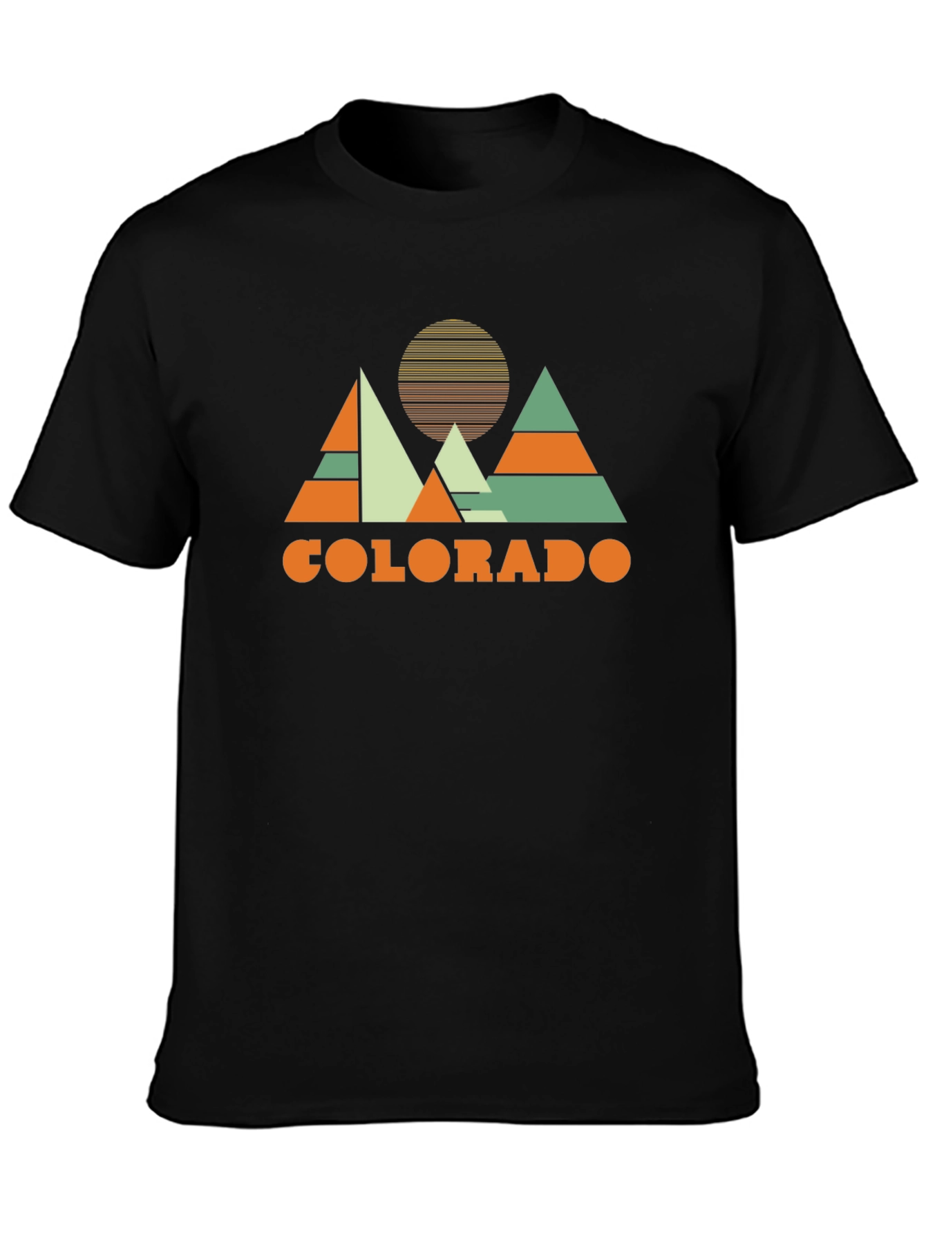 Colorado Mountain Graphic T-Shirt Retro Design Black Cotton Tee