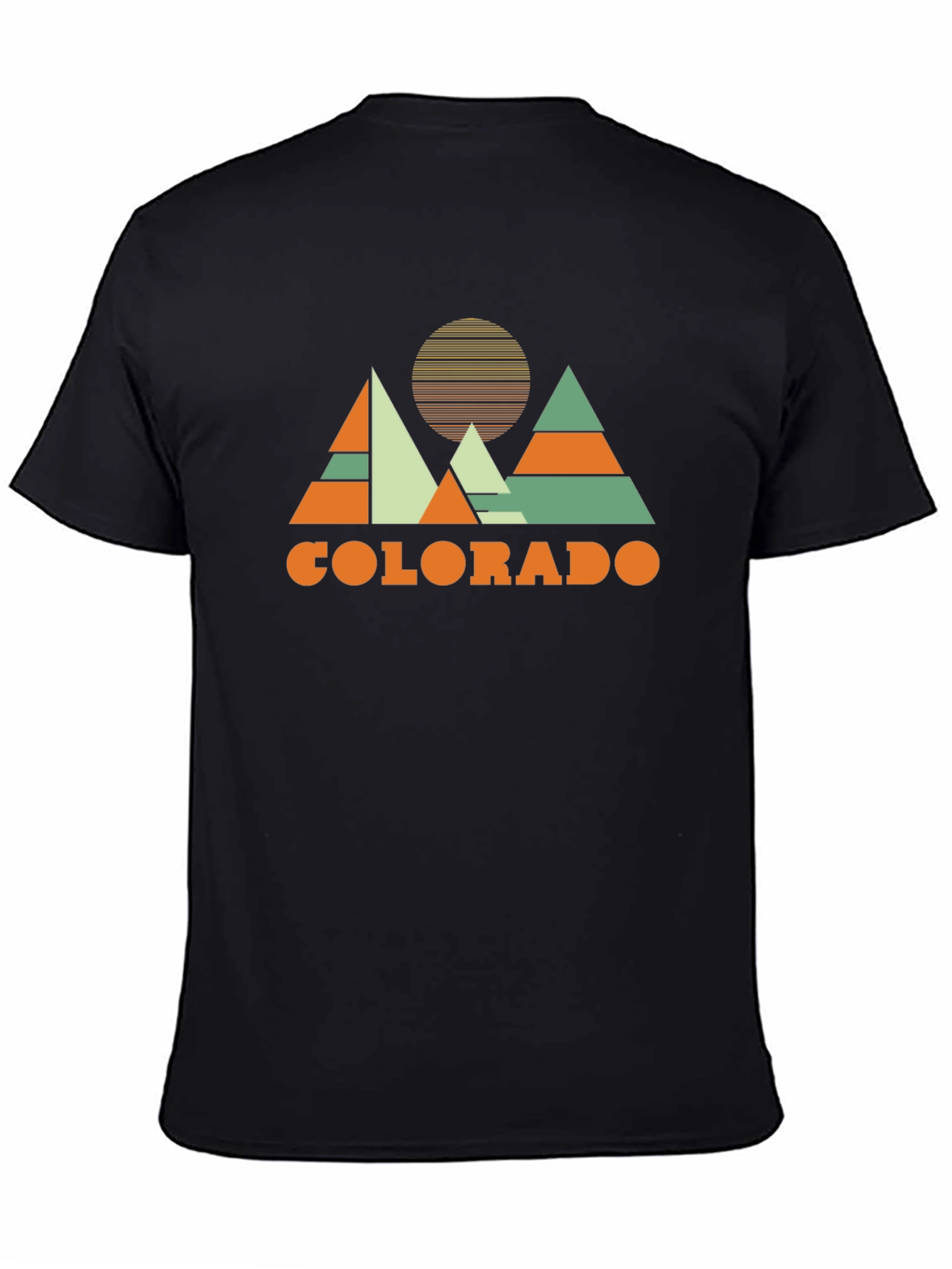 Colorado Mountain Graphic T-Shirt Retro Design Black Cotton Tee