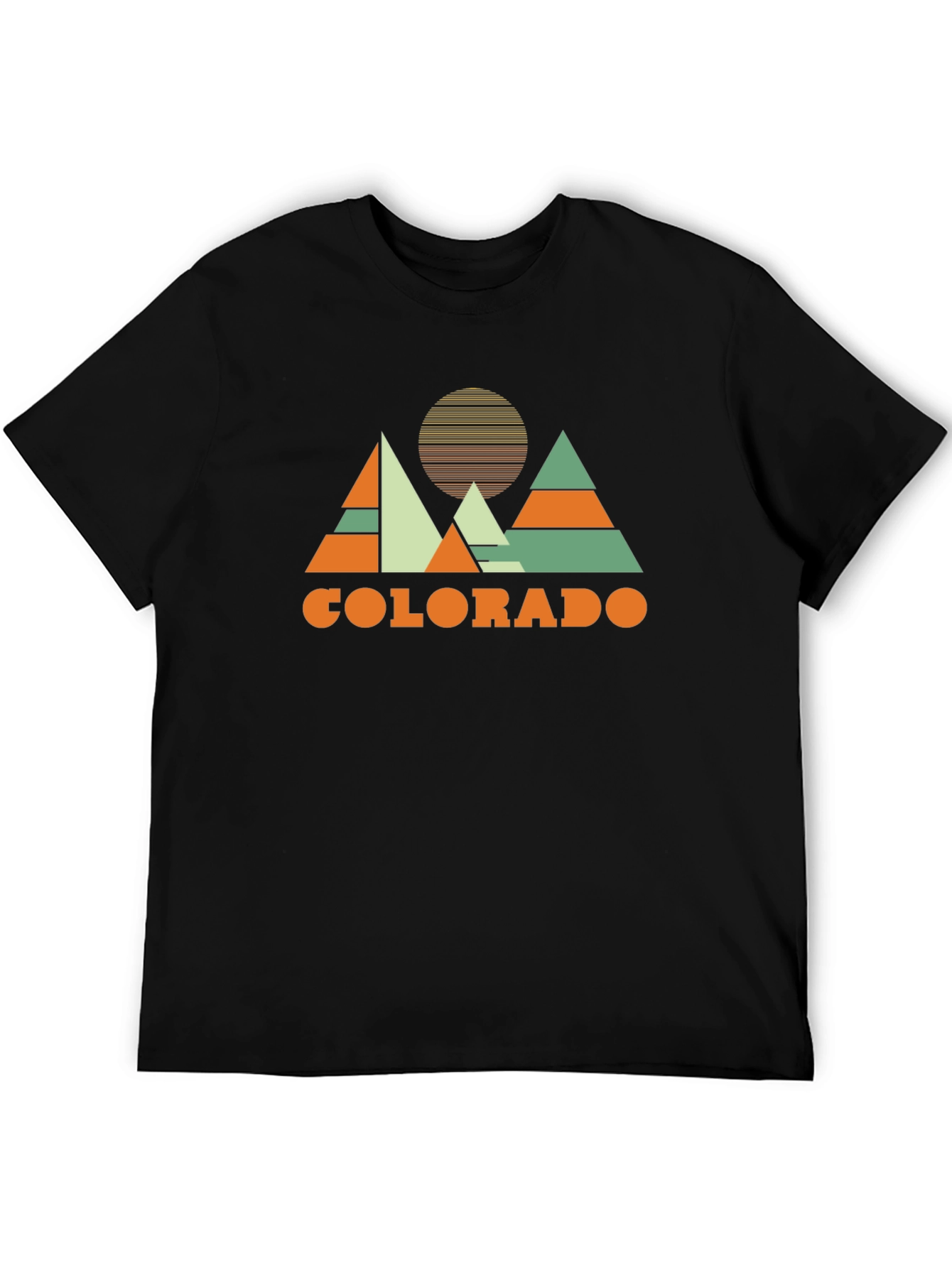Colorado Mountain Graphic T-Shirt Retro Design Black Cotton Tee