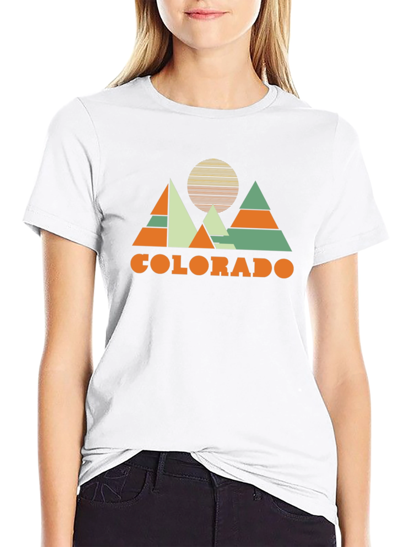 Colorado Mountain Graphic T-Shirt Retro Design Black Cotton Tee