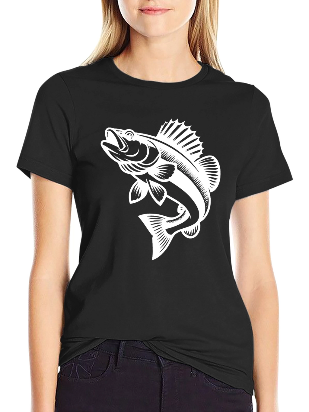 Black Fishing T-Shirt - Bass Graphic Tee