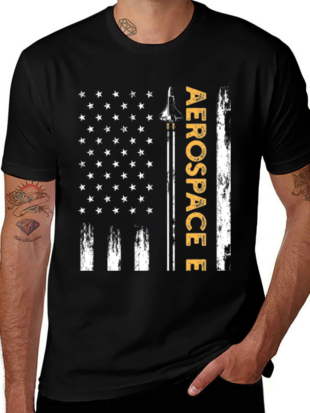 Aerospace Flag Graphic T-Shirt - Patriotic Design