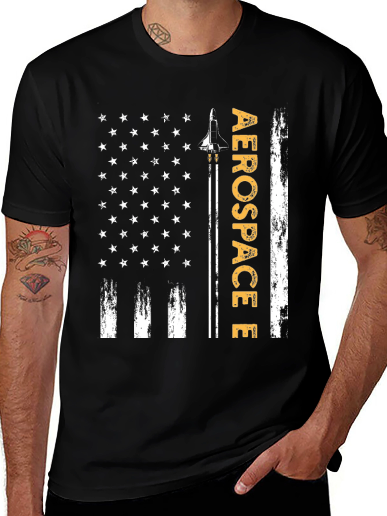 Aerospace Flag Graphic T-Shirt - Patriotic Design