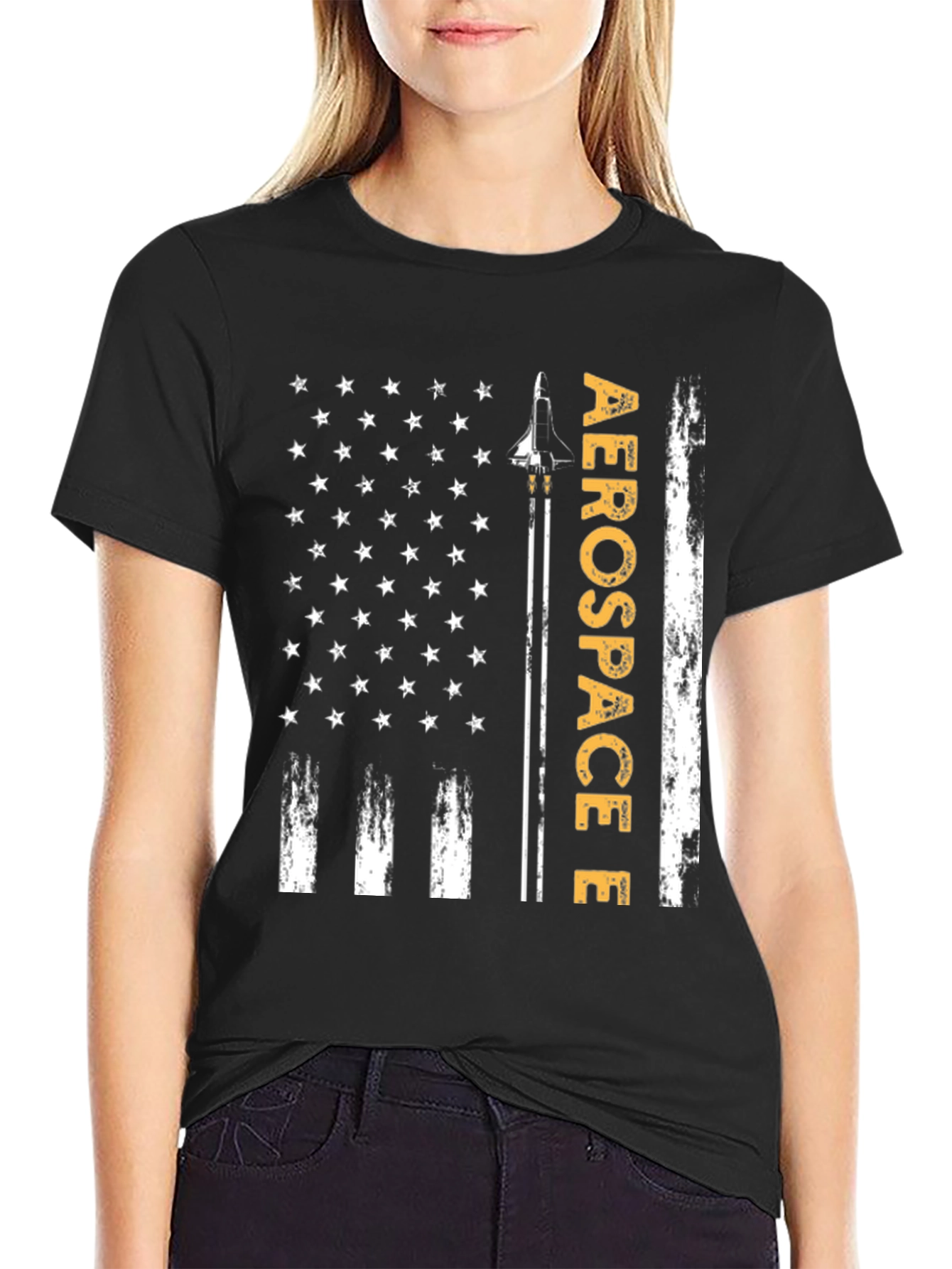 Aerospace Flag Graphic T-Shirt - Patriotic Design