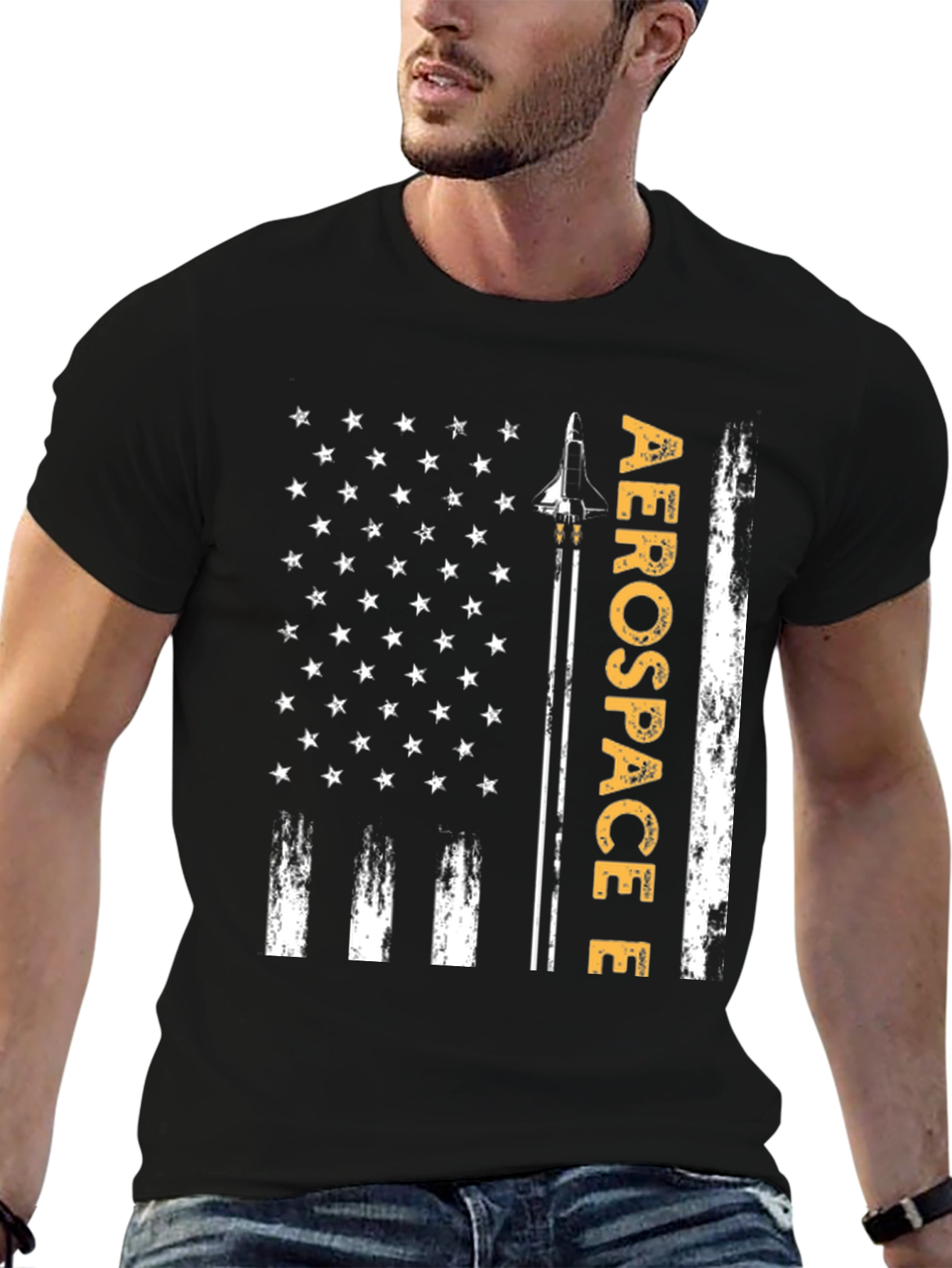Aerospace Flag Graphic T-Shirt - Patriotic Design