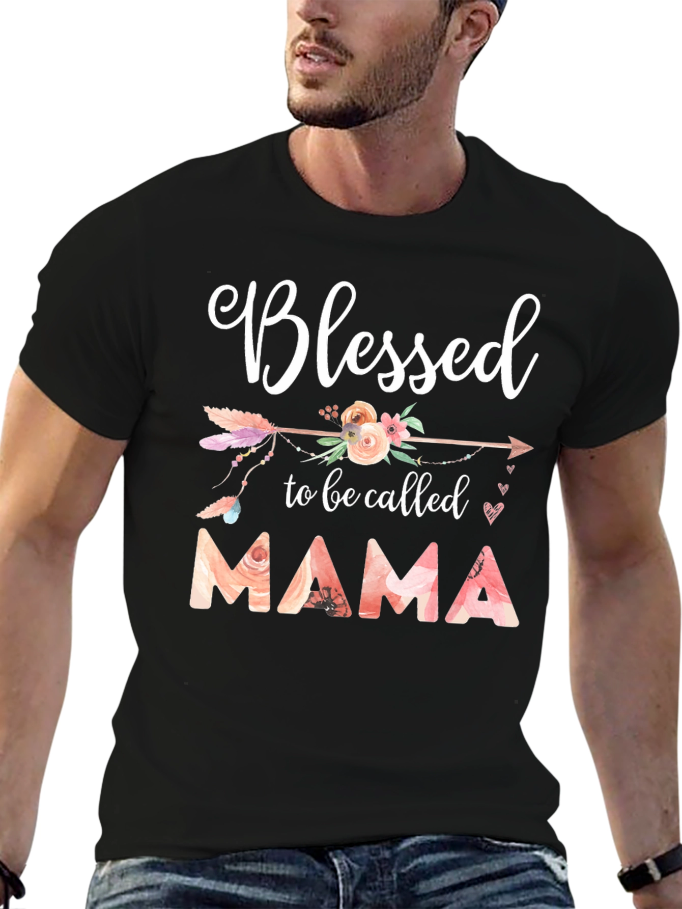 Blessed Mama T-Shirt - Floral Design