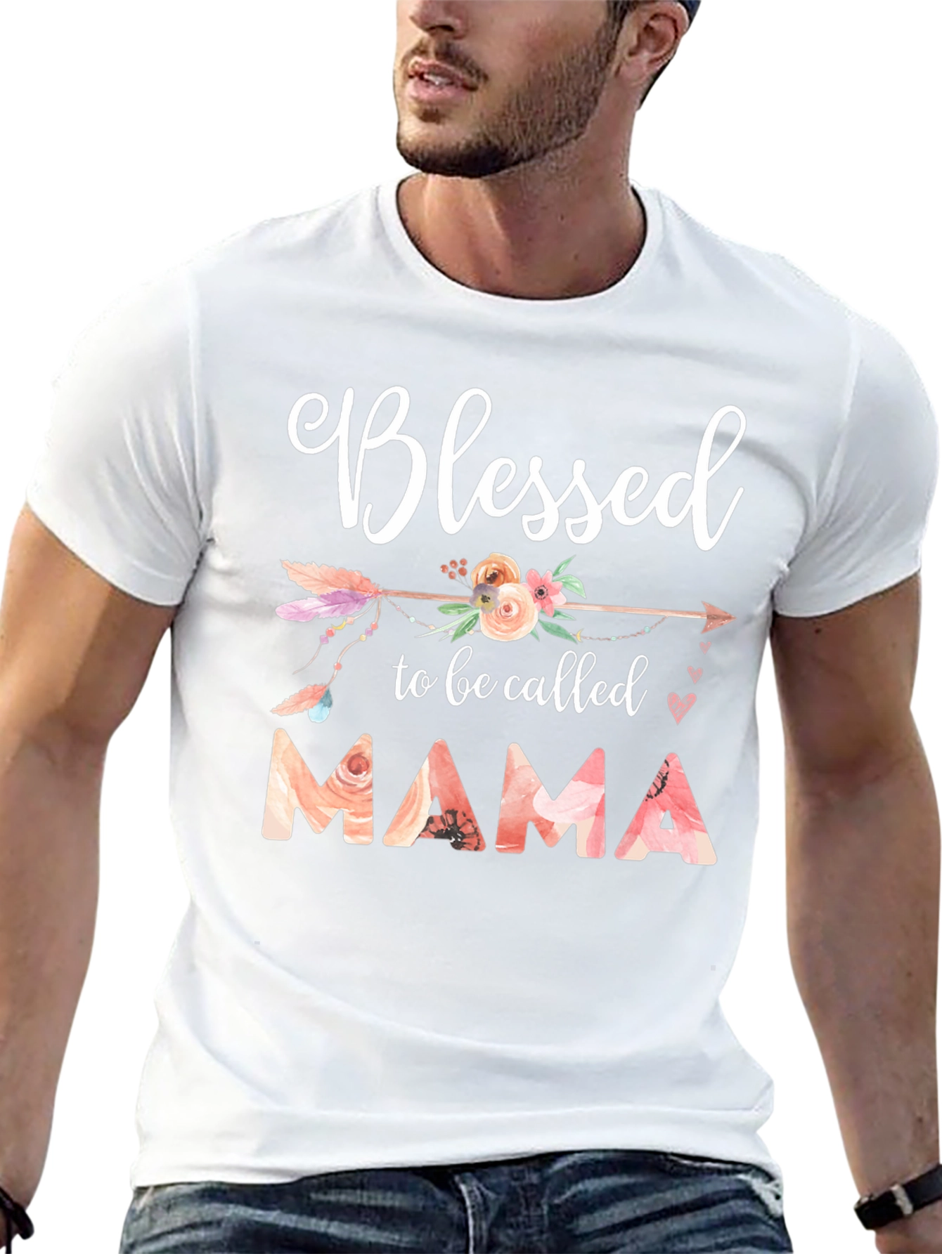 Blessed Mama T-Shirt - Floral Design