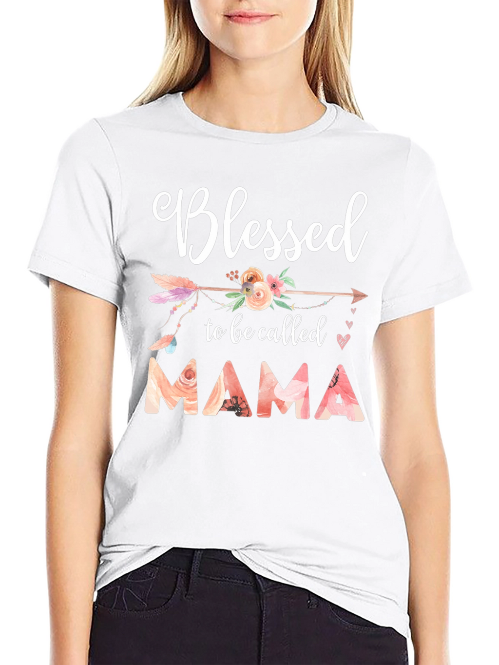 Blessed Mama T-Shirt - Floral Design