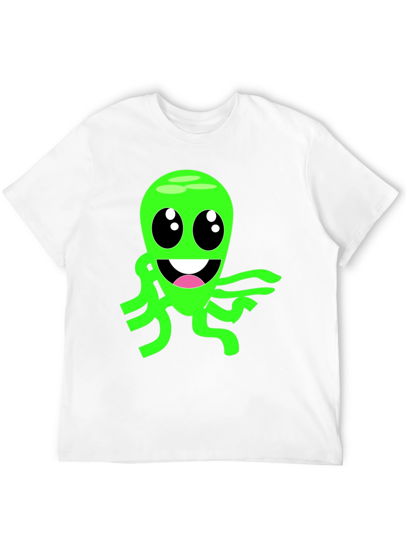 Cartoon Alien Graphic Tee - Black Cotton Blend T-Shirt