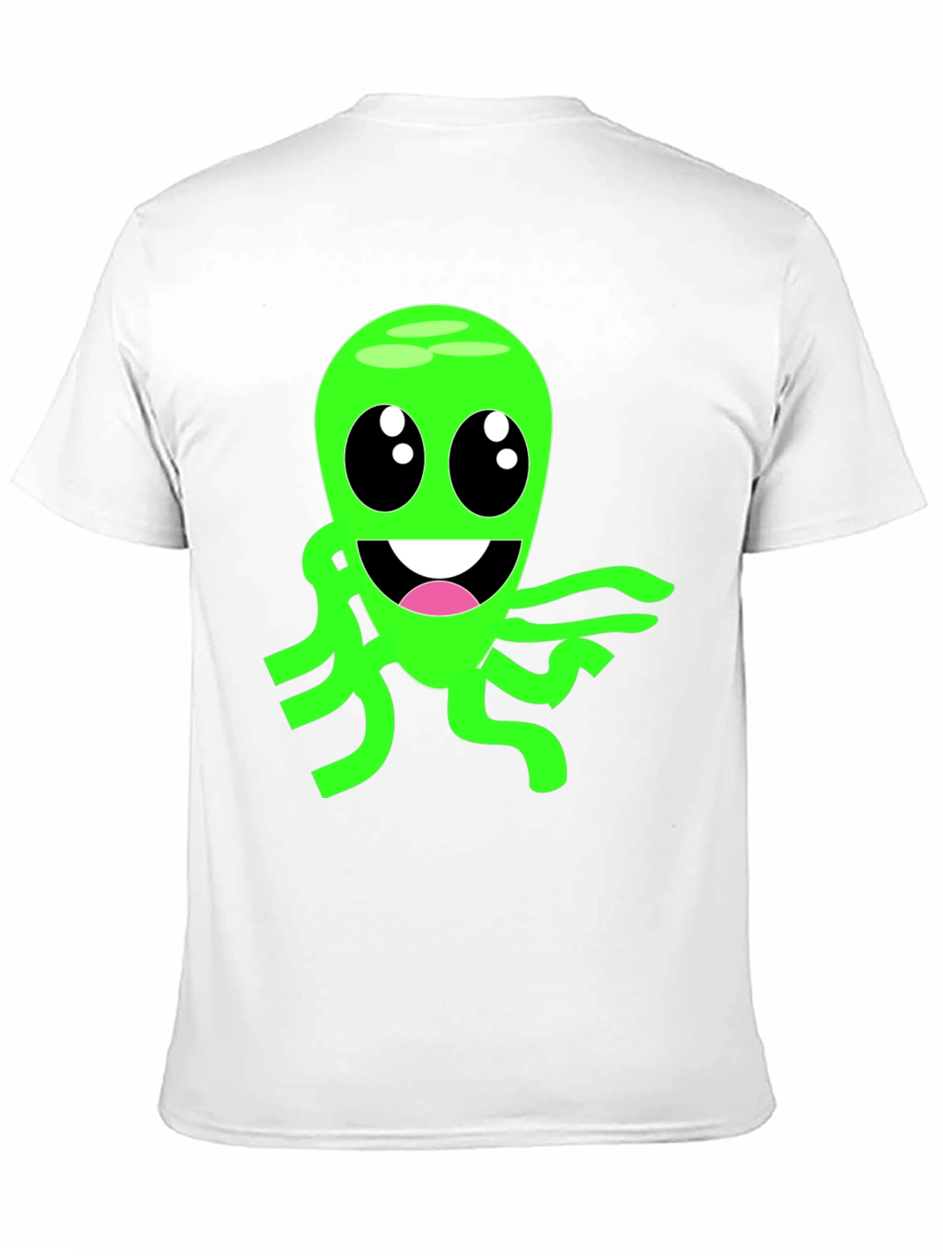 Cartoon Alien Graphic Tee - Black Cotton Blend T-Shirt