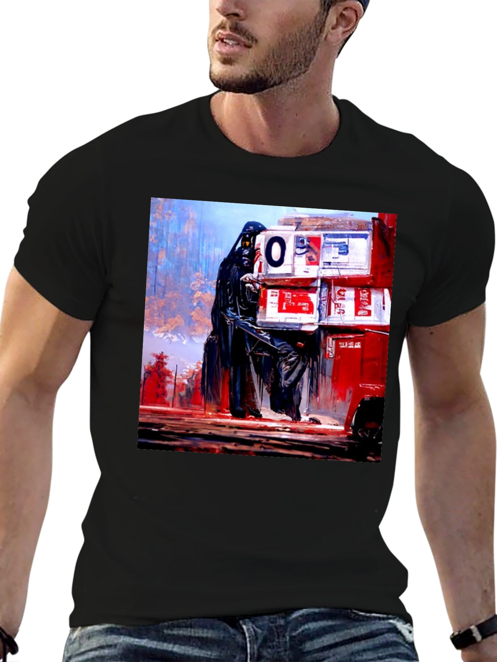 Darth Vader Boxes Graphic Black T-Shirt