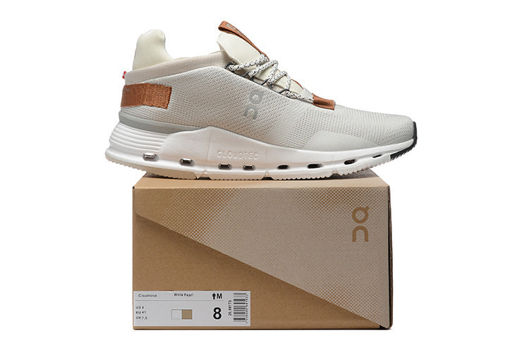 New On Cloud Cloudnova Running Shoes White Pearl Brown