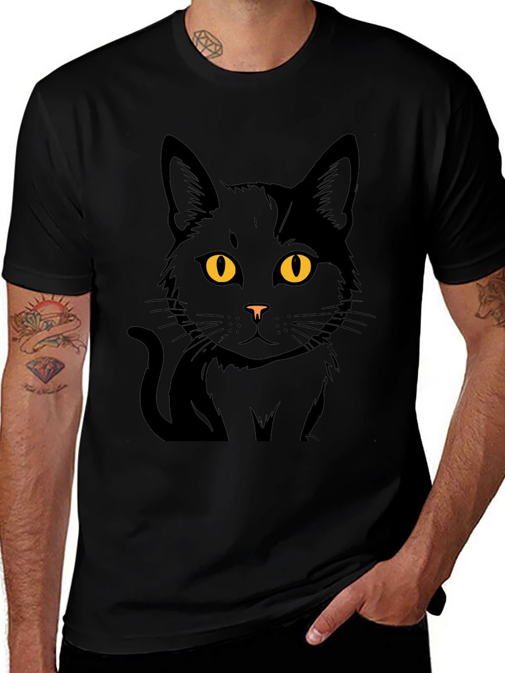 Black Cat Graphic T-Shirt - Menswear
