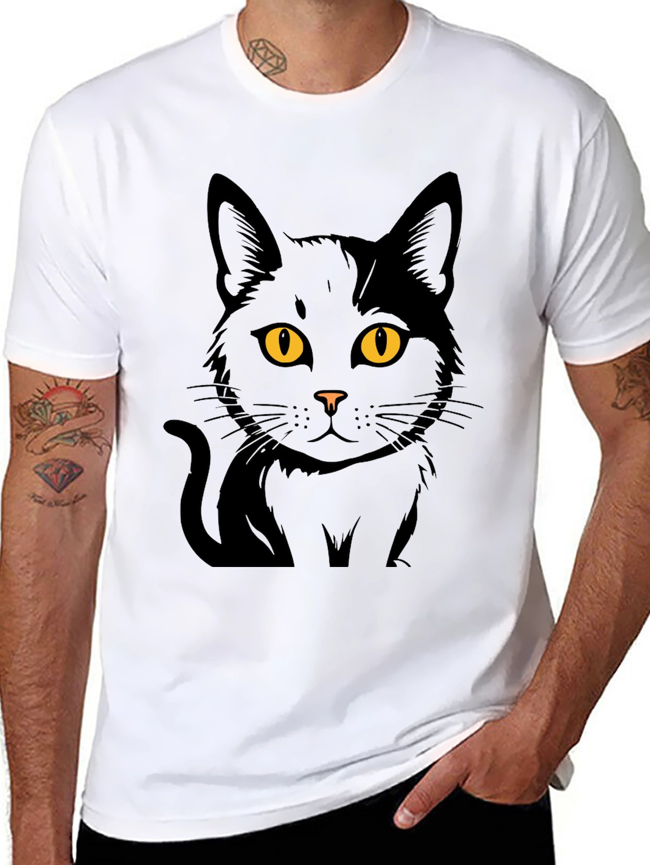 Black Cat Graphic T-Shirt - Menswear