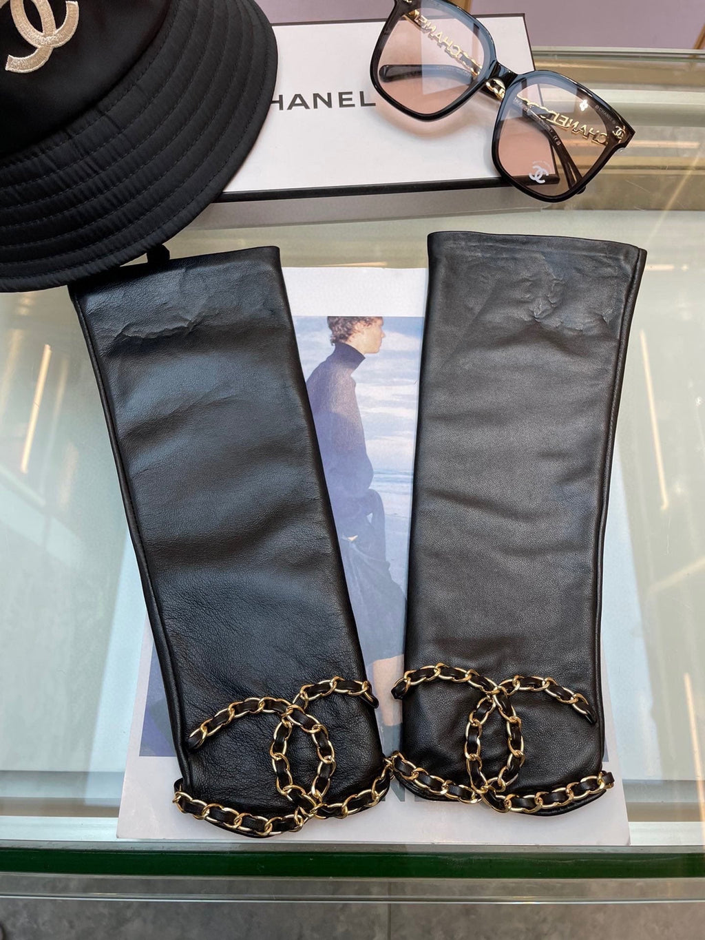 FINGERNESS GLOVES IN BLACK LAMBSKIN 465053