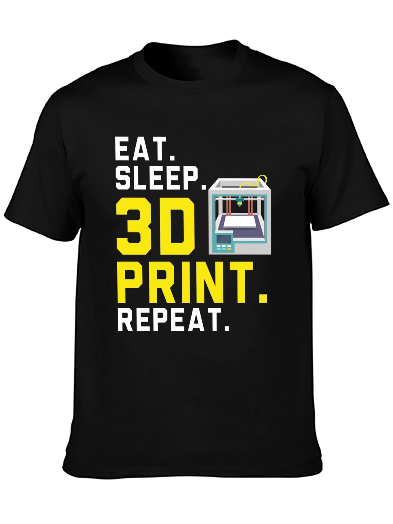 Eat Sleep 3D Print Repeat Black Graphic Tee