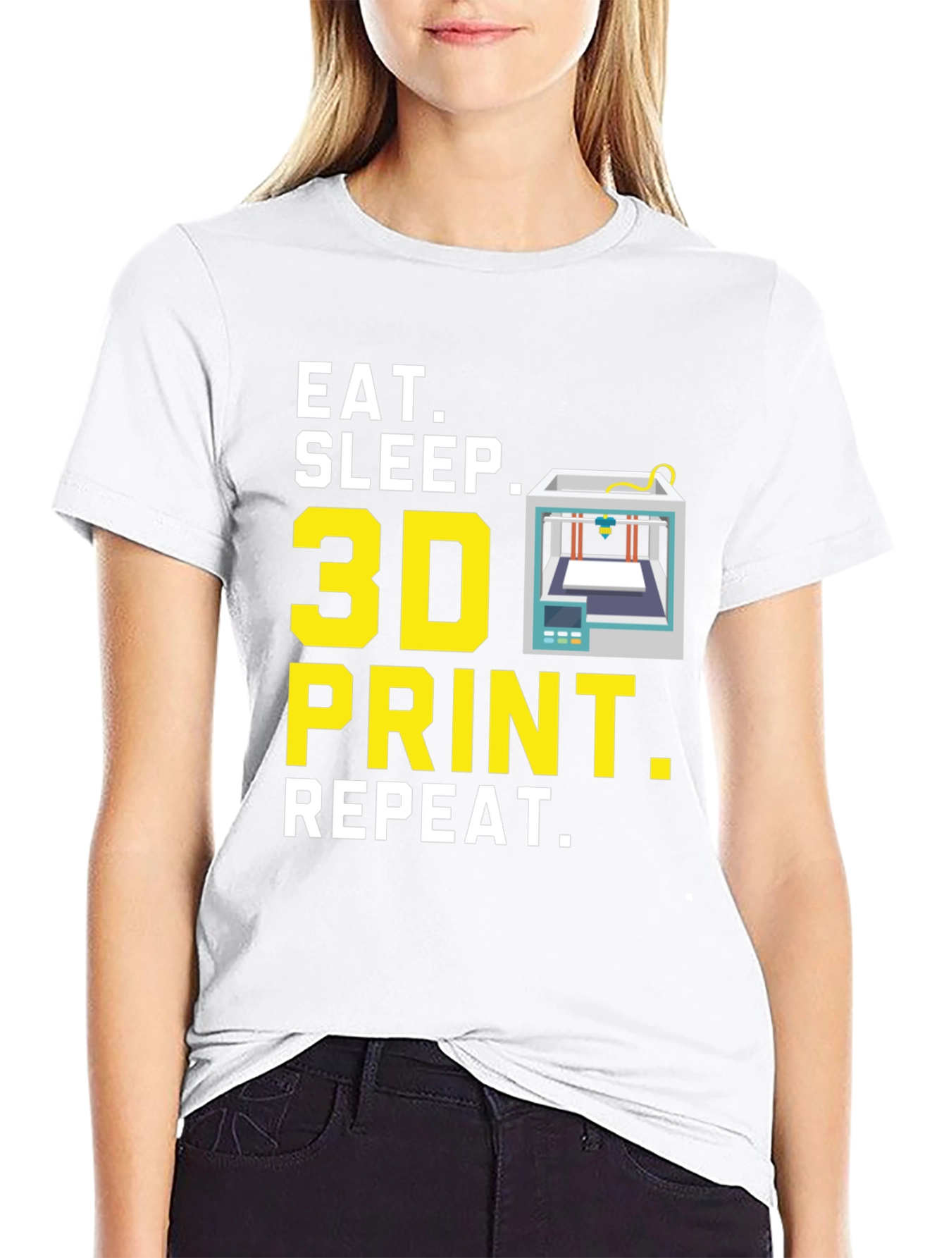Eat Sleep 3D Print Repeat Black Graphic Tee